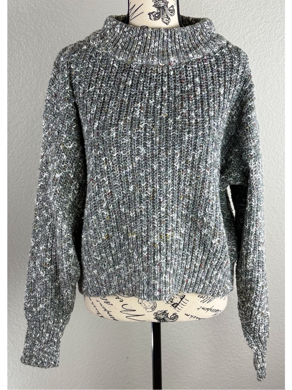 Gap Vintage 80s Womens Black/White Speckled Mock-Neck Pullover Sweater Medium